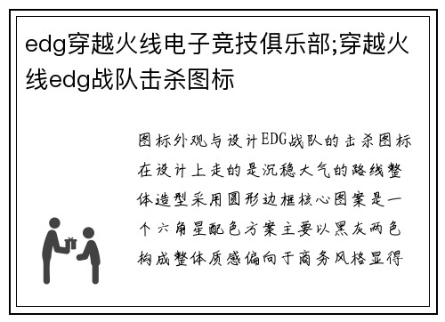 edg穿越火线电子竞技俱乐部;穿越火线edg战队击杀图标